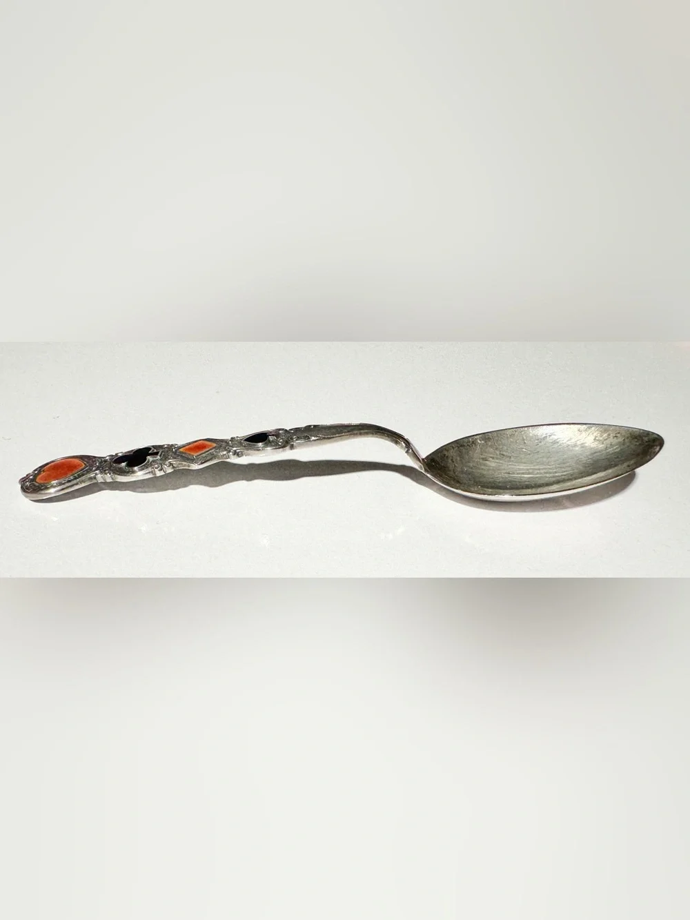 Vintage Paye & Baker Sterling & Enameled Card Suit Souvenir Spoon 10g Heart P&B